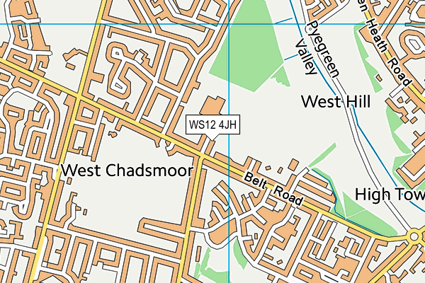 Staffordshire University Academy map (WS12 4JH) - OS VectorMap District (Ordnance Survey)