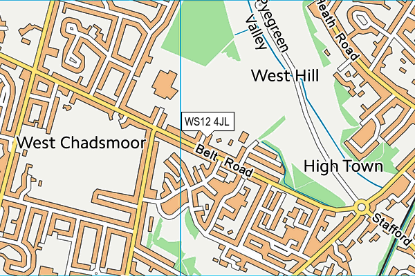 WS12 4JL map - OS VectorMap District (Ordnance Survey)