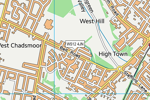 WS12 4JN map - OS VectorMap District (Ordnance Survey)