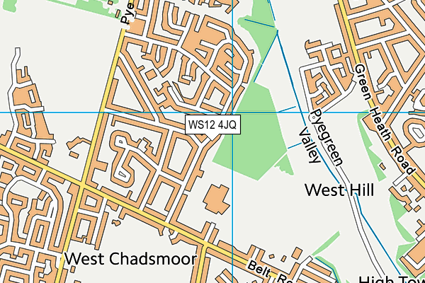 WS12 4JQ map - OS VectorMap District (Ordnance Survey)