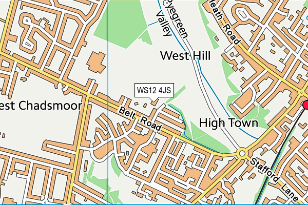 Hednesford Valley High School map (WS12 4JS) - OS VectorMap District (Ordnance Survey)