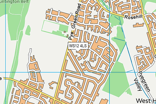 WS12 4LS map - OS VectorMap District (Ordnance Survey)