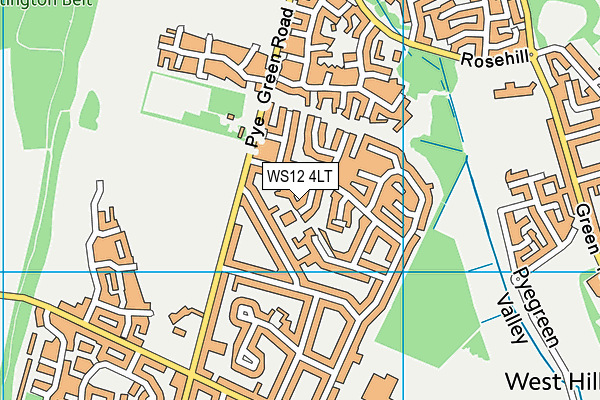 WS12 4LT map - OS VectorMap District (Ordnance Survey)