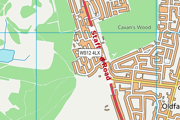 WS12 4LX map - OS VectorMap District (Ordnance Survey)