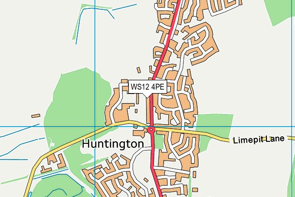 Huntington Sports Ground map (WS12 4PE) - OS VectorMap District (Ordnance Survey)