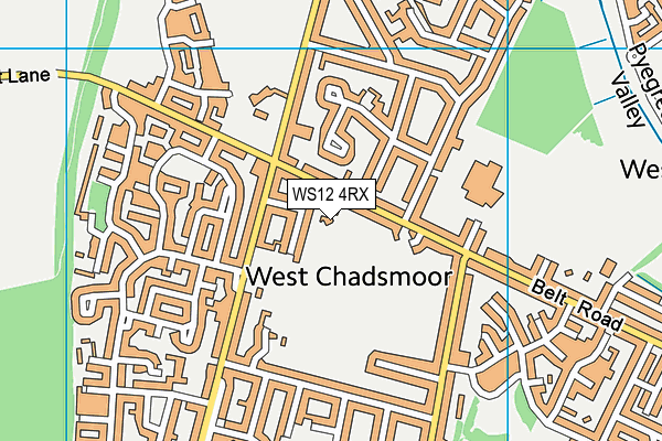 WS12 4RX map - OS VectorMap District (Ordnance Survey)