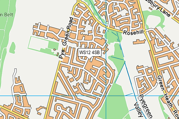 WS12 4SB map - OS VectorMap District (Ordnance Survey)