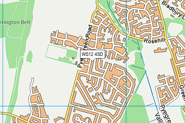 WS12 4SD map - OS VectorMap District (Ordnance Survey)