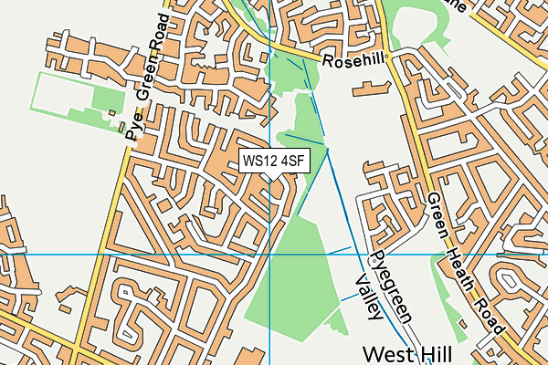 WS12 4SF map - OS VectorMap District (Ordnance Survey)