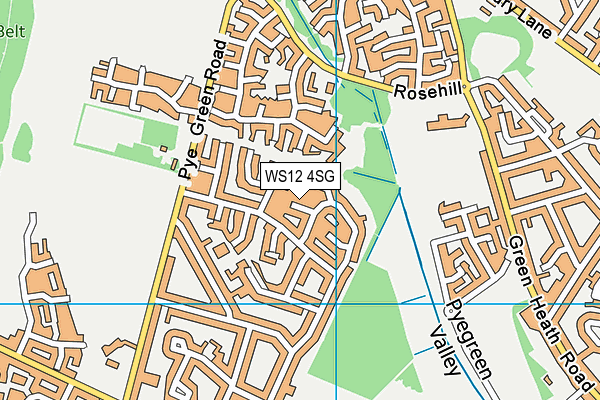 WS12 4SG map - OS VectorMap District (Ordnance Survey)