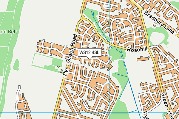 WS12 4SL map - OS VectorMap District (Ordnance Survey)