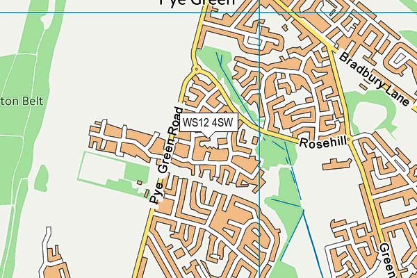WS12 4SW map - OS VectorMap District (Ordnance Survey)