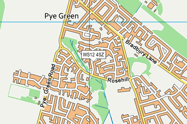 WS12 4SZ map - OS VectorMap District (Ordnance Survey)