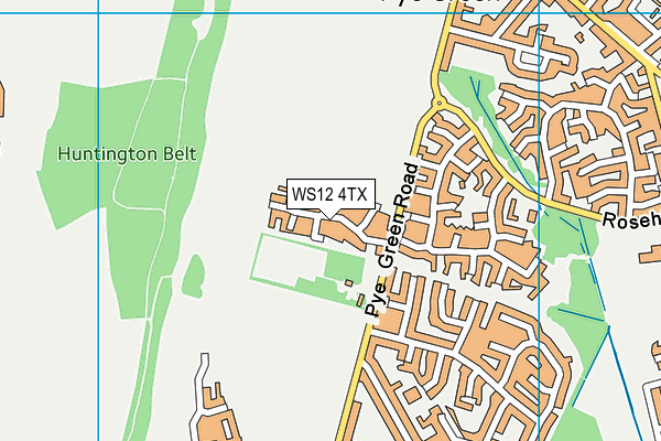 WS12 4TX map - OS VectorMap District (Ordnance Survey)