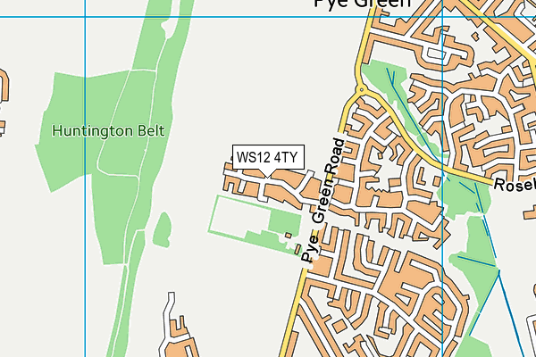 WS12 4TY map - OS VectorMap District (Ordnance Survey)