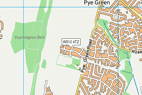 WS12 4TZ map - OS VectorMap District (Ordnance Survey)