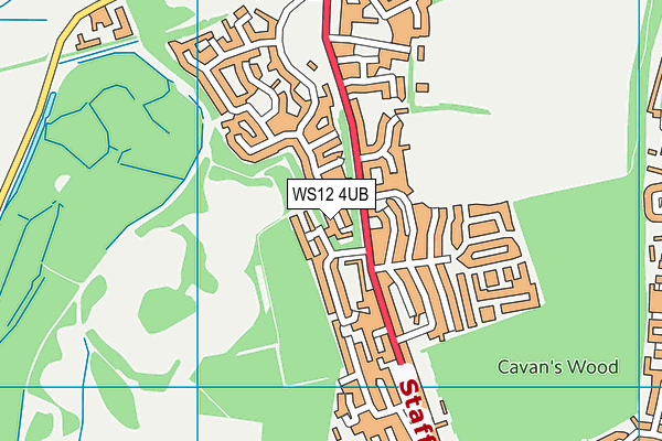 WS12 4UB map - OS VectorMap District (Ordnance Survey)