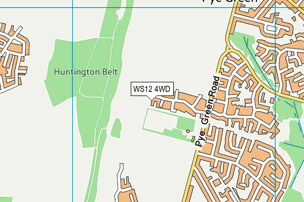 WS12 4WD map - OS VectorMap District (Ordnance Survey)