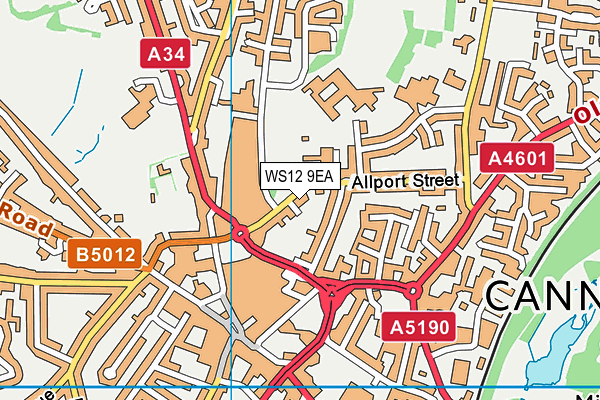 WS12 9EA map - OS VectorMap District (Ordnance Survey)