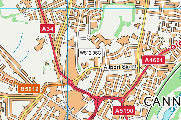 WS12 9SG map - OS VectorMap District (Ordnance Survey)