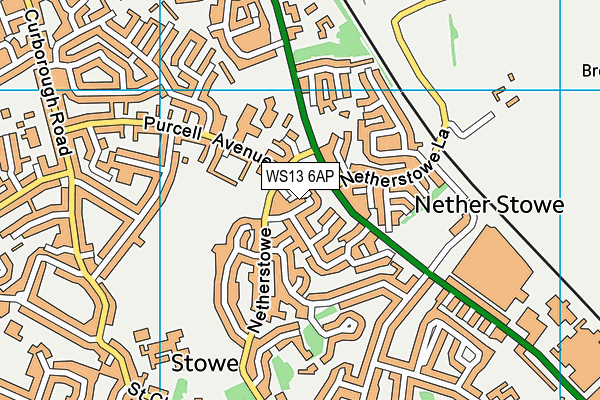 WS13 6AP map - OS VectorMap District (Ordnance Survey)