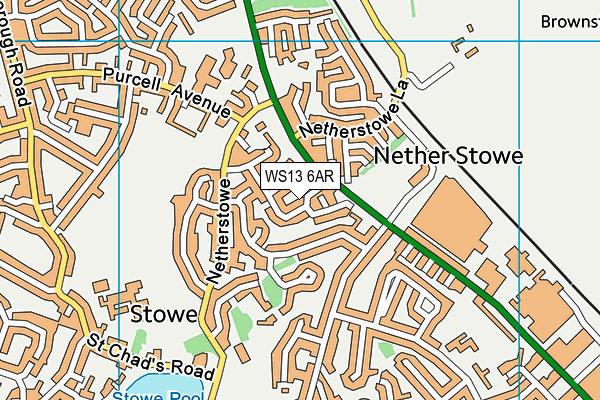 WS13 6AR map - OS VectorMap District (Ordnance Survey)