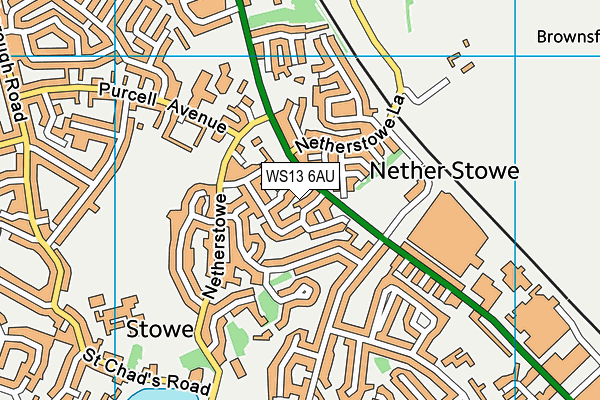 WS13 6AU map - OS VectorMap District (Ordnance Survey)