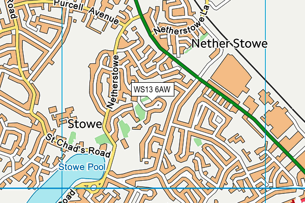 WS13 6AW map - OS VectorMap District (Ordnance Survey)