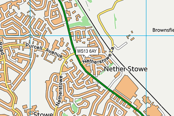 WS13 6AY map - OS VectorMap District (Ordnance Survey)