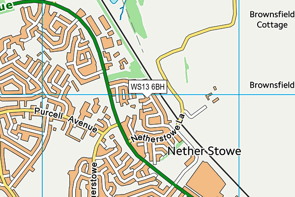 WS13 6BH map - OS VectorMap District (Ordnance Survey)