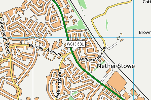 WS13 6BL map - OS VectorMap District (Ordnance Survey)
