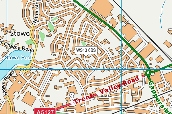 WS13 6BS map - OS VectorMap District (Ordnance Survey)