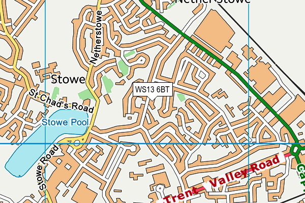 WS13 6BT map - OS VectorMap District (Ordnance Survey)