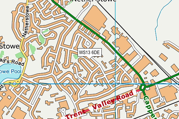 WS13 6DE map - OS VectorMap District (Ordnance Survey)