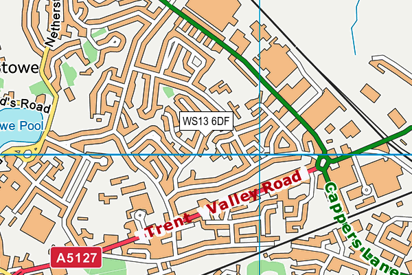 WS13 6DF map - OS VectorMap District (Ordnance Survey)