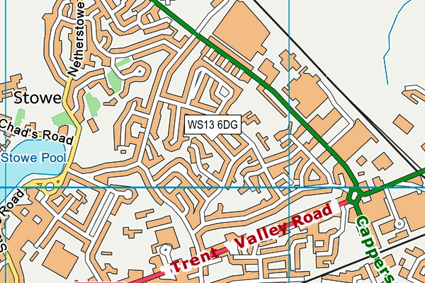 WS13 6DG map - OS VectorMap District (Ordnance Survey)