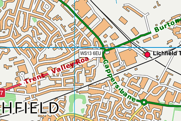 WS13 6EU map - OS VectorMap District (Ordnance Survey)