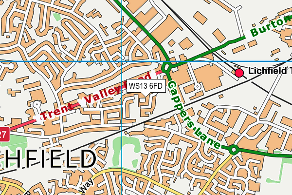 WS13 6FD map - OS VectorMap District (Ordnance Survey)