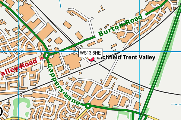 WS13 6HE map - OS VectorMap District (Ordnance Survey)