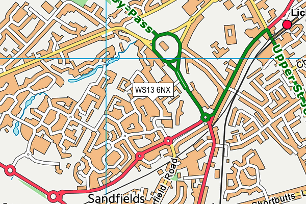 WS13 6NX map - OS VectorMap District (Ordnance Survey)