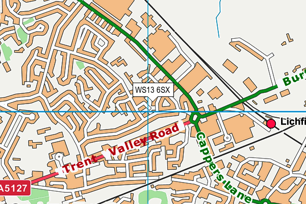 WS13 6SX map - OS VectorMap District (Ordnance Survey)
