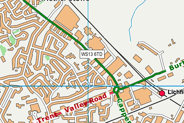WS13 6TD map - OS VectorMap District (Ordnance Survey)