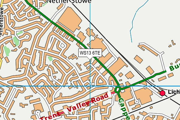 WS13 6TE map - OS VectorMap District (Ordnance Survey)