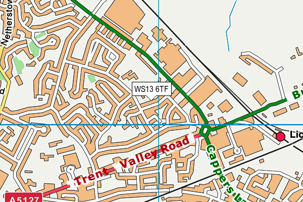 WS13 6TF map - OS VectorMap District (Ordnance Survey)