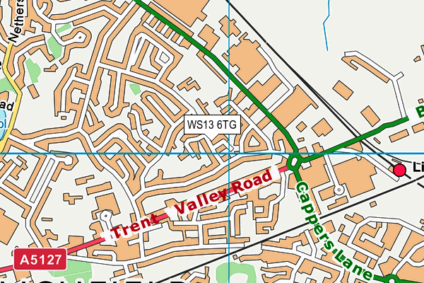 WS13 6TG map - OS VectorMap District (Ordnance Survey)