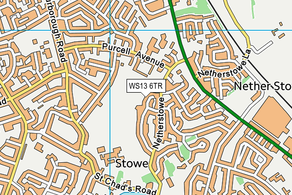 WS13 6TR map - OS VectorMap District (Ordnance Survey)