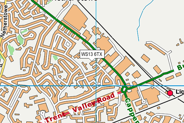 WS13 6TX map - OS VectorMap District (Ordnance Survey)
