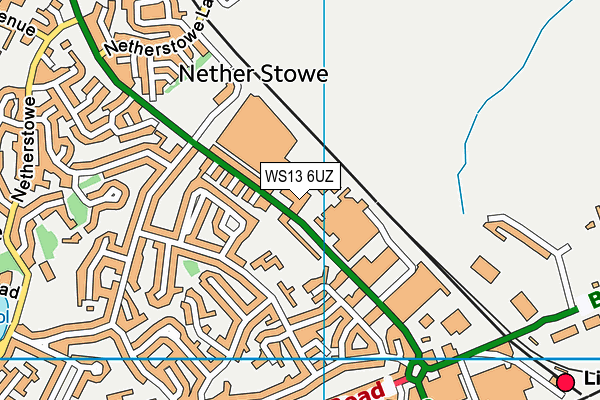 WS13 6UZ map - OS VectorMap District (Ordnance Survey)