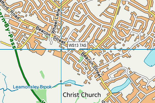 WS13 7AS map - OS VectorMap District (Ordnance Survey)