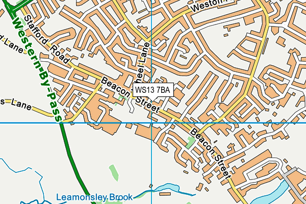 WS13 7BA map - OS VectorMap District (Ordnance Survey)